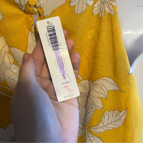 Chico's Floral Overlay Maxi Dress yellow NWT 16/XL - Picture 8 of 10
